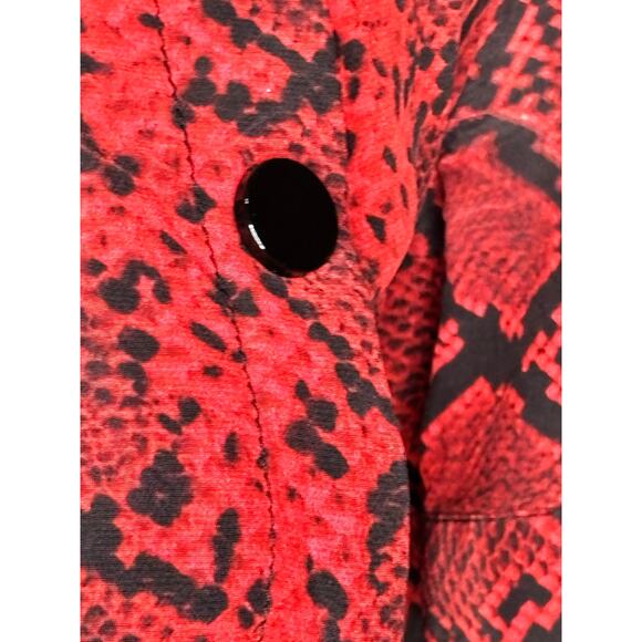 The Kooples Hot Snakeskin Print Mini Dress Size 1 Red Button Accents Holidays - Picture 5 of 7